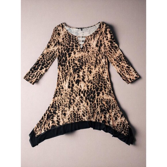 Cable & Gauge Leopard Print Dress Size L - Picture 2 of 8